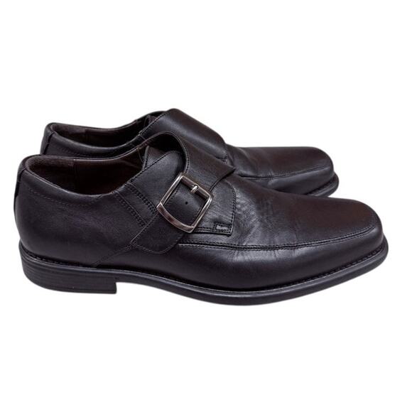 Johnston & Murphy Sheepskin Monk Strap Dress Shoes Mens 9M Black Leather